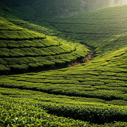 A misty, rainy Kerala landscape during monsoon season