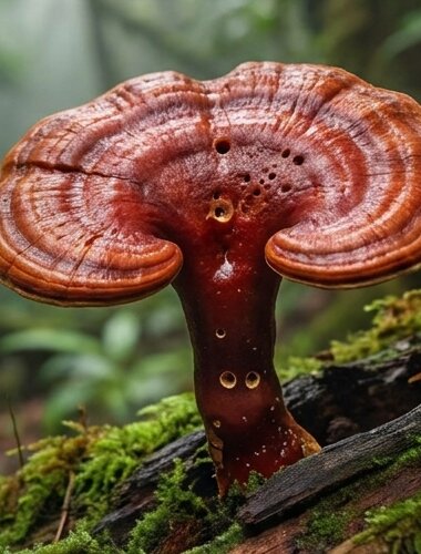 Fresh Ganoderma mushroom prepared during the cooler season