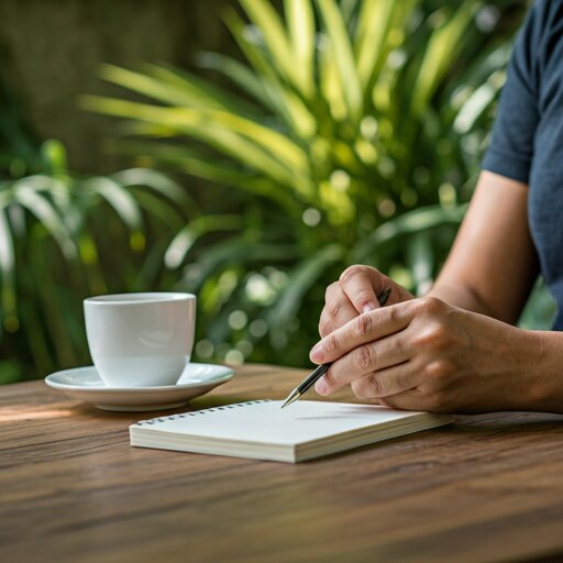 A journal and pen set up for a daily writing practice